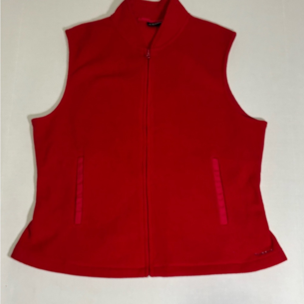 NY Jeans New York & Company Full Zip Pocket Vest Red Women's Size Medium
